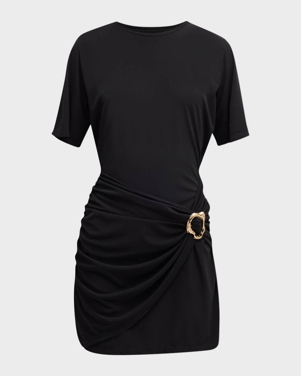 Arnes Draped Buckle-Embellished Mini Dress